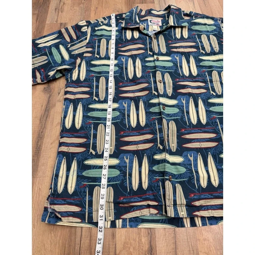 Bluewater‎ Surfwear Hawaiian Shirt XL Surfboards Made USA Cotton Vintage